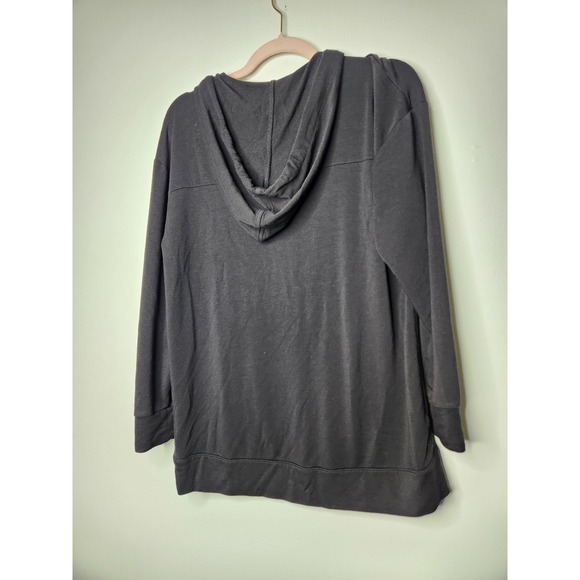 Lou & Grey Signaturesoft Hoodie V Neck Drawstring Pullover Oversized Black‎ XS - Picture 6 of 7